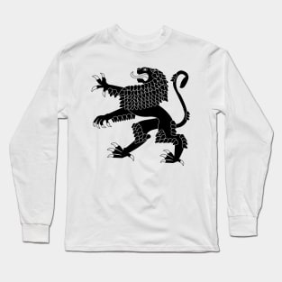 Heraldic Rampant Lion (Black) Long Sleeve T-Shirt